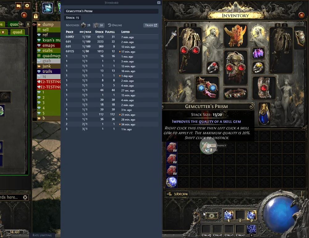 Exiled Exchange 2 currency price check and exchange listings